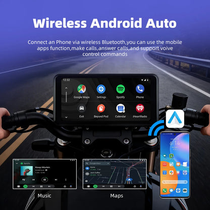 6.25" Wireless Carplay Moto Android Auto Portable Digital Motorcycle Dashboard GPS Navigation Display Screen TPMS Monitor
