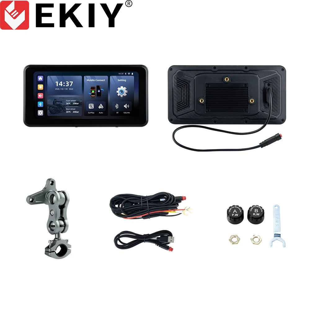 6.25" Wireless Carplay Moto Android Auto Portable Digital Motorcycle Dashboard GPS Navigation Display Screen TPMS Monitor