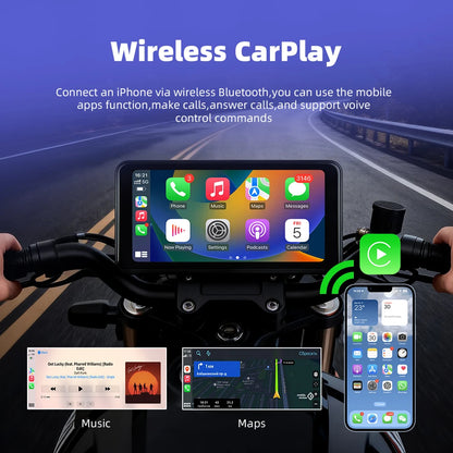 6.25" Wireless Carplay Moto Android Auto Portable Digital Motorcycle Dashboard GPS Navigation Display Screen TPMS Monitor