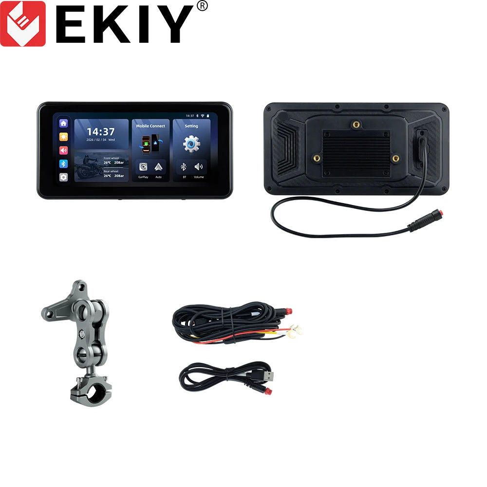6.25" Wireless Carplay Moto Android Auto Portable Digital Motorcycle Dashboard GPS Navigation Display Screen TPMS Monitor