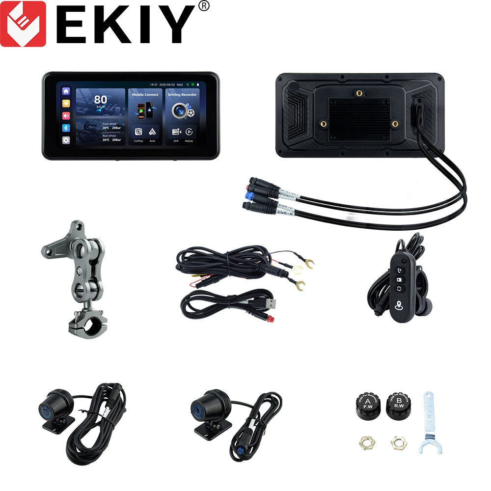 6.25" Wireless Carplay Moto Android Auto Portable Digital Motorcycle Dashboard GPS Navigation Display Screen TPMS Monitor